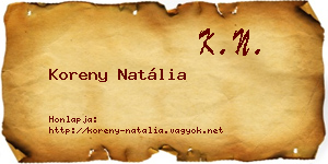 Koreny Natália névjegykártya